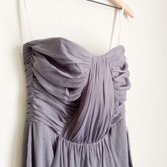 LELA ROSE grey strapless full length crinkle dress - Picture 7 of 8